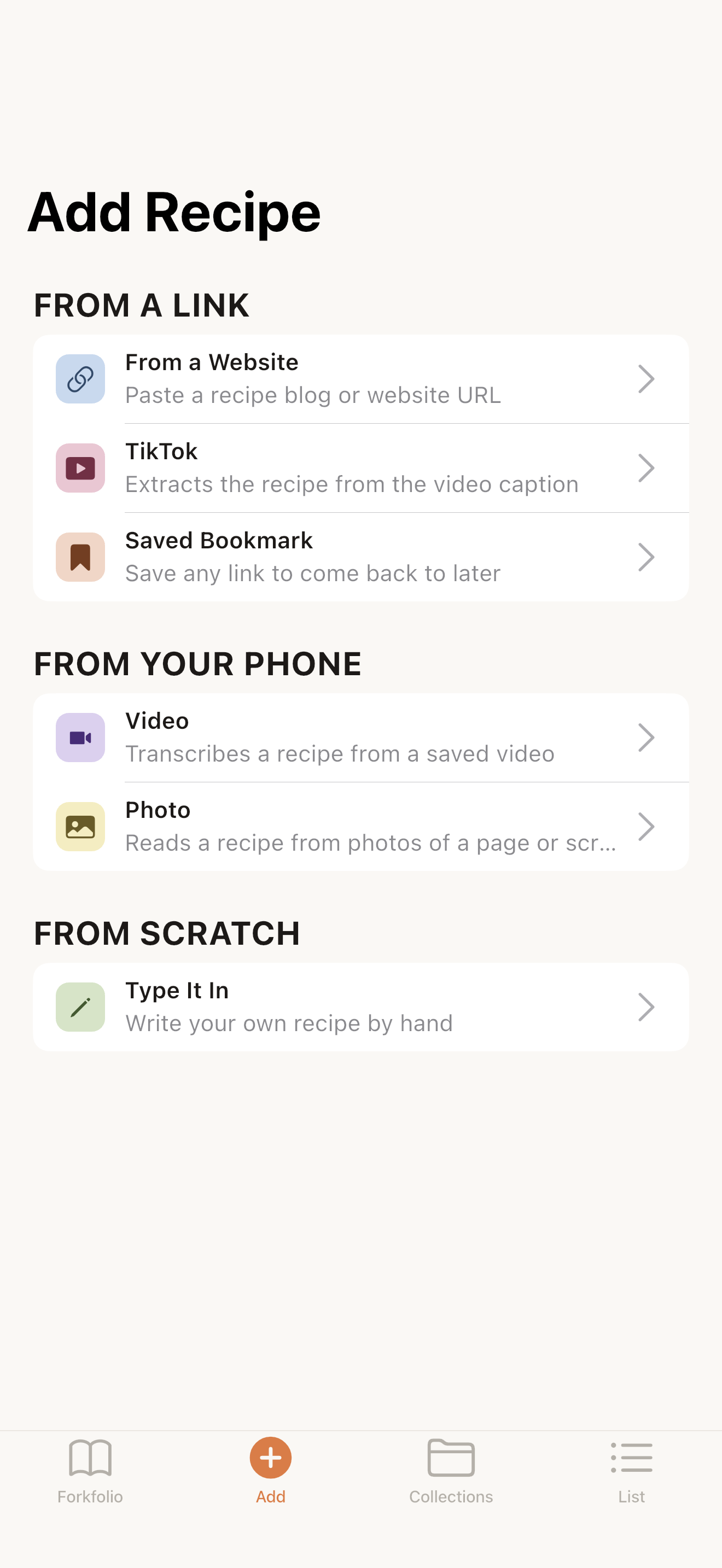 Add recipe from multiple sources